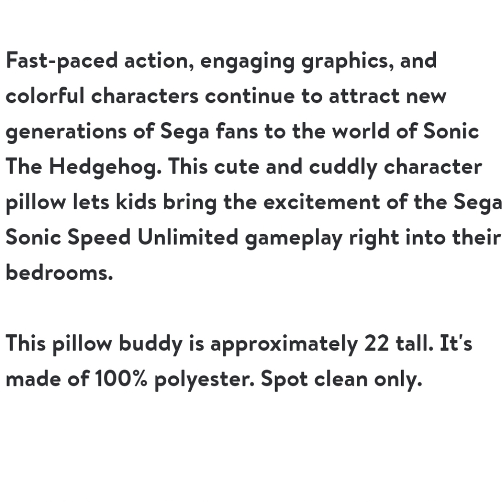 Sonic The Hedgehog 22" Plush Cuddles Pillow Buddy - Picture 7 of 7